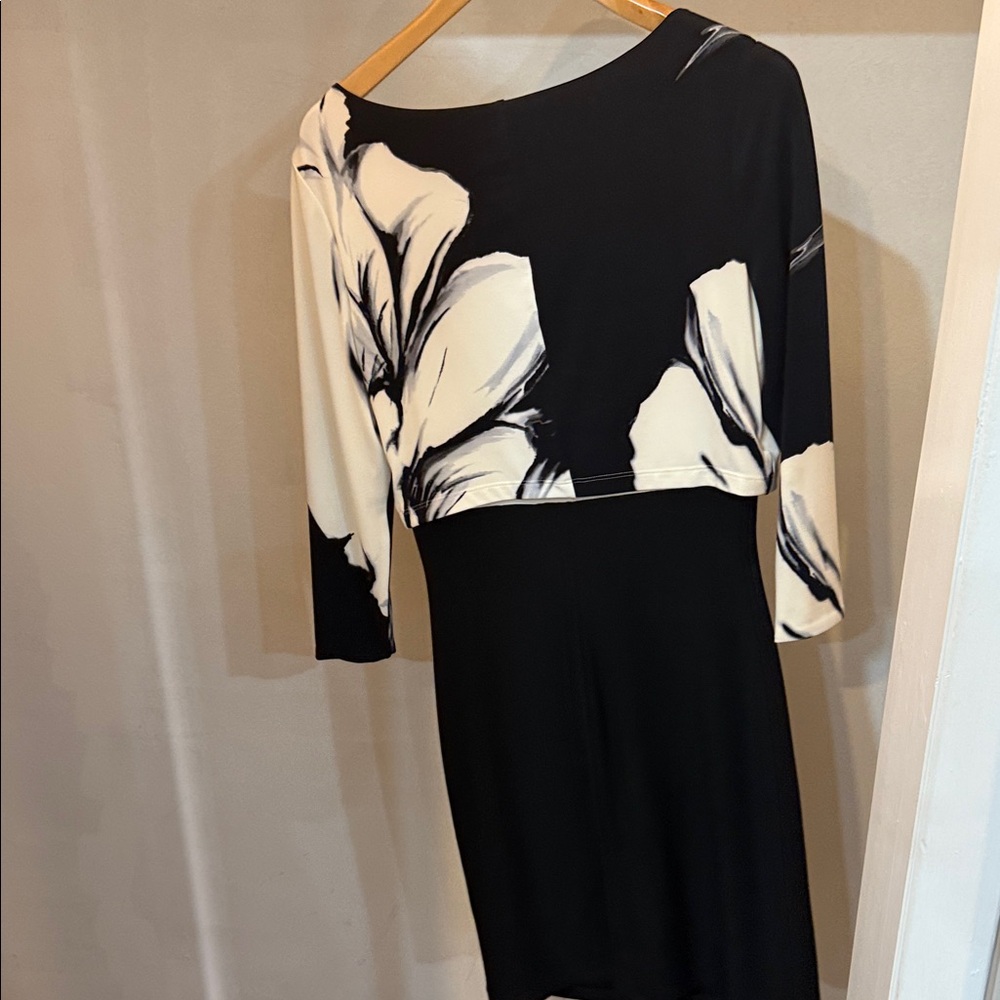 Ralph Lauren Black and Cream Asymmetrical Dress - Picture 6 of 6